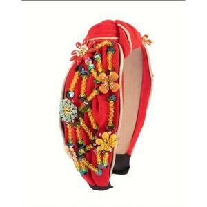 Red Beaded and Embellished Floral Head Band‎ Women / Hair Accessory